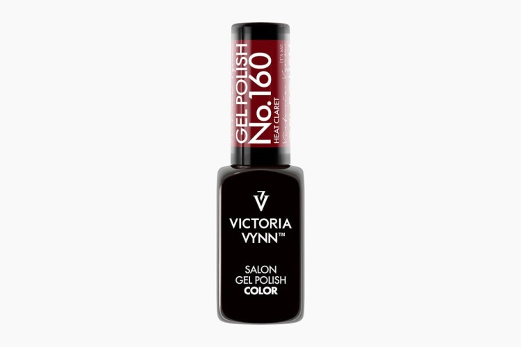 Victoria Vynn lakier hybrydowy gel polish "Heat Claret 160" 8 ml. Ciemny amarantowy odcień jest mieszaniną bordo z różem i fioletem w idealnych proporcjach. Lakier hybrydowy o wysokiej trwałości i doskonałej przyczepności. Utwardzany w lampie UV i LED.