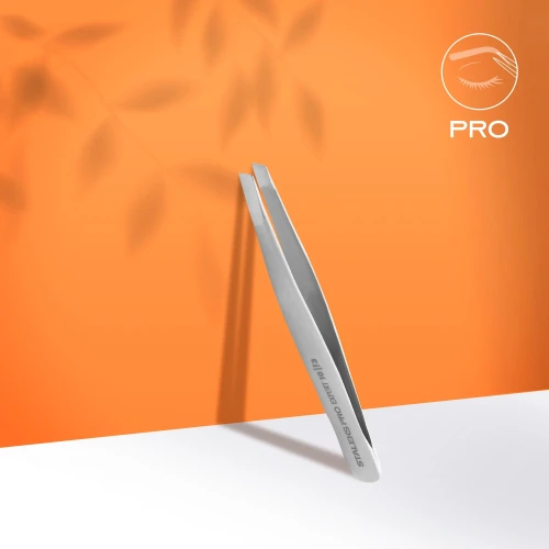 Staleks pęseta do brwi EXPERT 10 type 3 (szeroka skośna) TE-10/3. Pomarańczowe tło.