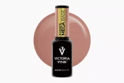 Victoria Vynn Rubber Mega Base "Cover Tan" baza do nadbudowy 8 ml. Szklana, czarna buteleczka z zakrętką w odcieniu cover tan. W tle swatch koloru bazy.
