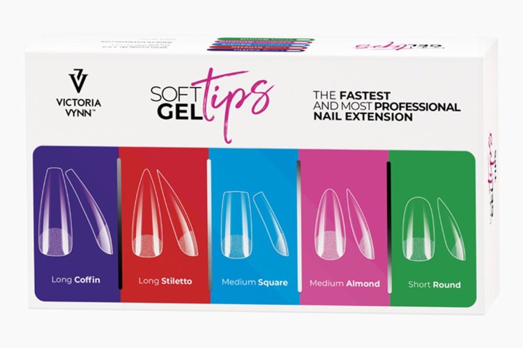 Victoria Vynn Soft Gel Tips wszystkie kształty: long coffin, long stiletto, medium square, medium almond, short round.