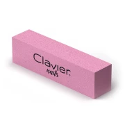 Clavier blok polerski różowy do paznokci z bliska. Białe tło.