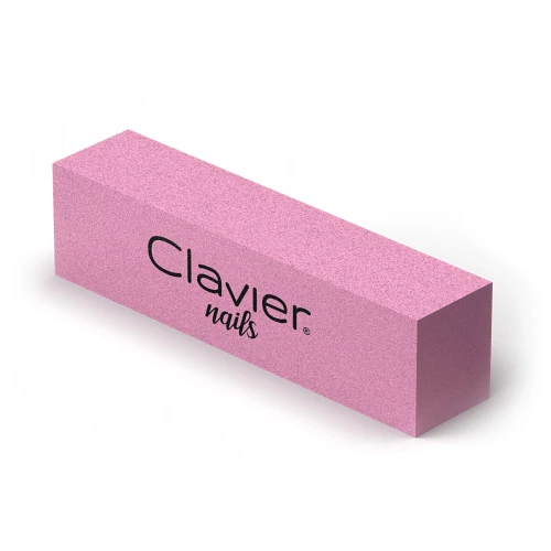 Clavier blok polerski różowy do paznokci z bliska. Białe tło.