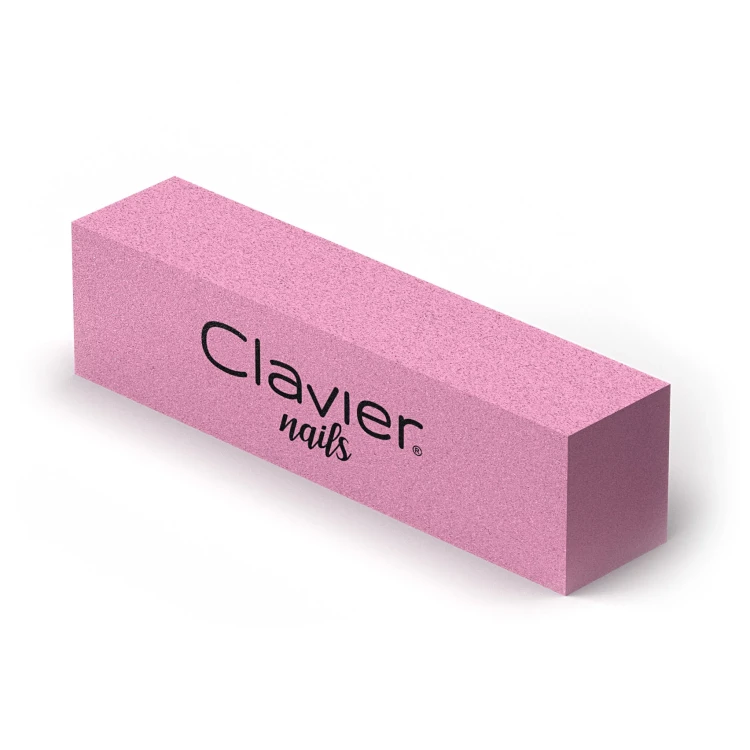 Clavier blok polerski różowy do paznokci z bliska. Białe tło.
