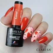 Claresa lakier hybrydowy Coral 1. Pomalowane paznokcie. Lakier w dłoni. Wzorki na paznokciach.