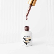 Clavier lakier hybrydowy 2w1 Nailsology gel nail polish art paint Rose Glamour 8ml. Lakier /art otwarta butelka i pędzelek w centralnej części zdjęcia.